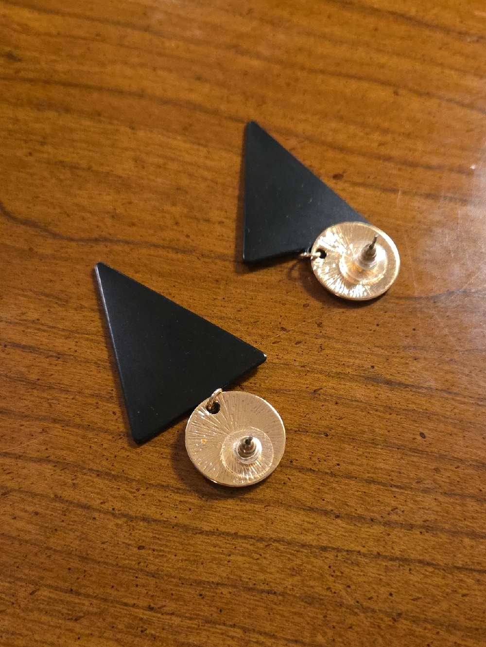 Geometric Triangle Dangle Earrings - Picture 2 of 3